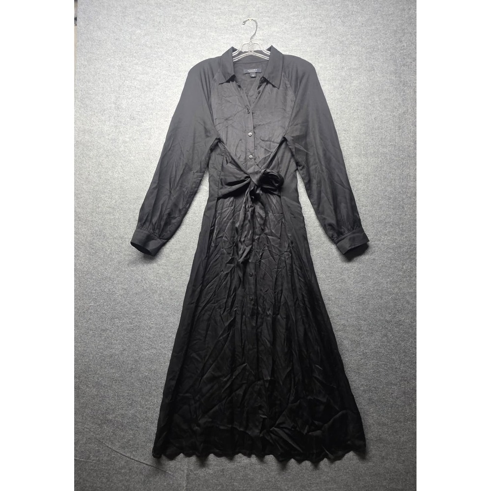 ALLSAINTS Women's Black Maxi Dress Size US 6 UK 10 Long Sleeve Button Front